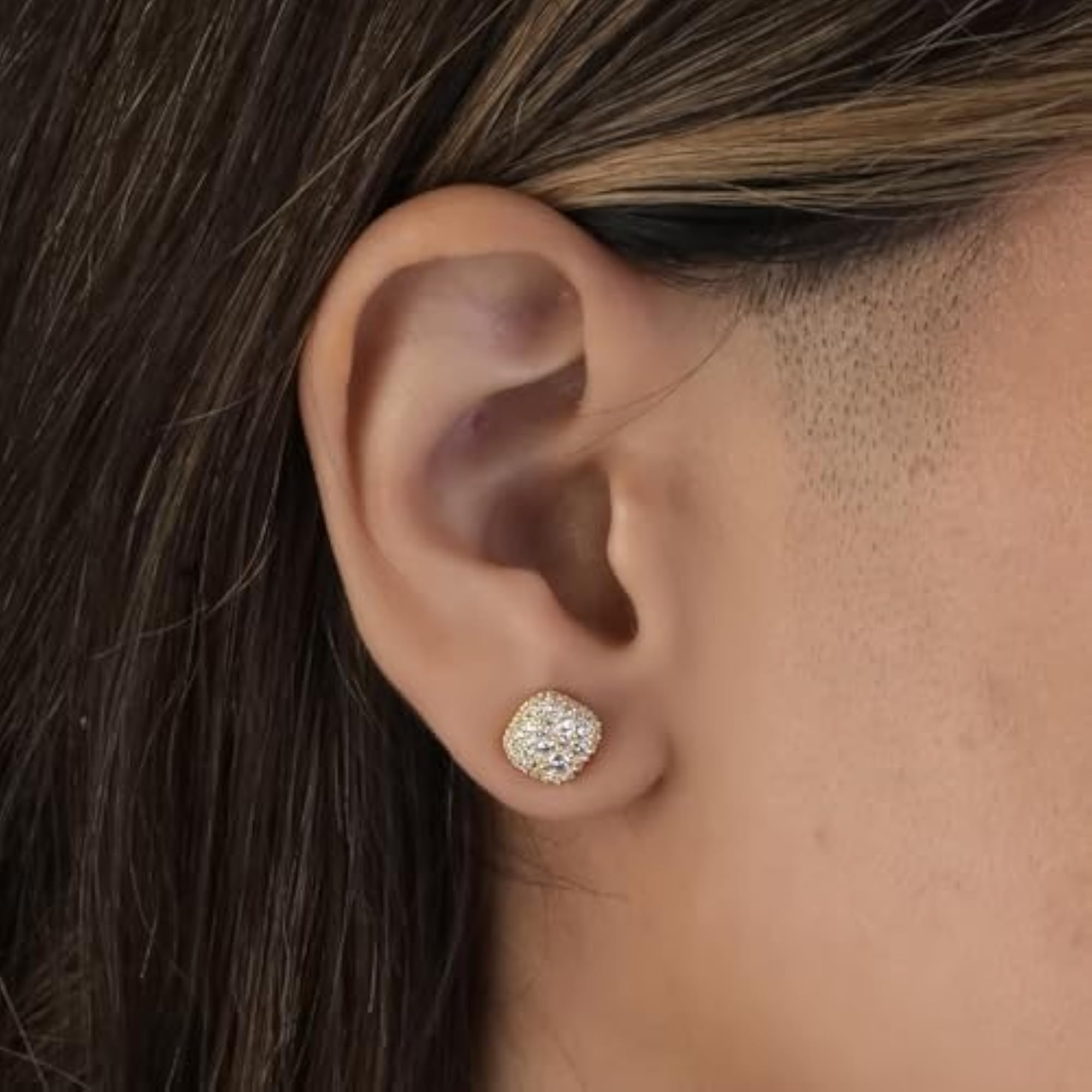 Women's 925 Sterling Silver Gold Plated Minimalist Stud Earrings