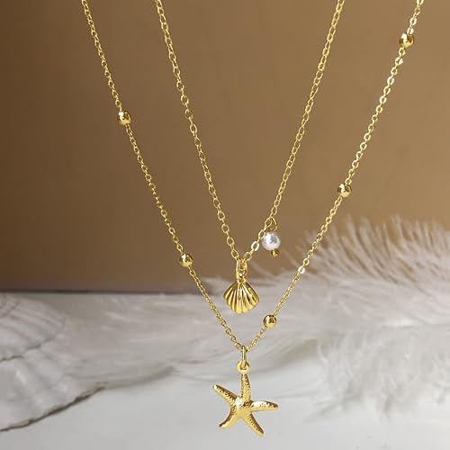 Image of Zeffy Gold Pearl Necklace for Women, Dainty 14K Gold /Silve Plated Layered Pearl Choker Pearl Earrings Pearl Bracelets Wedding Trendy Gold Jewelry Set for Women Gifts