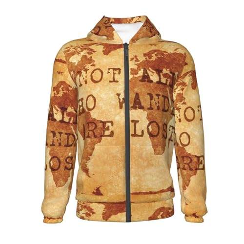 Not All Those Who Wander Are Lost Kids Pullover Hoodies Boys Zip Up Sweatshirts Girls Athletic Clothes with Pocket2