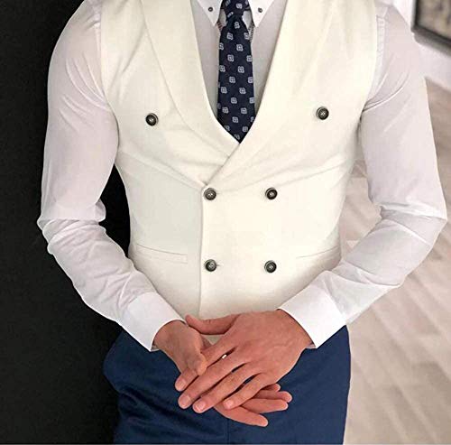 Mens Formal Double Breasted Vest Tweed Shawl Lapel Suit Waistcoat3
