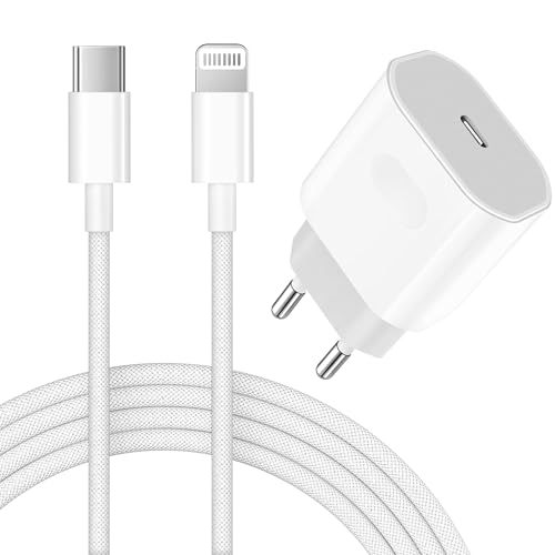 Caricatore iPhone Certificato Apple MFi, Caricabatterie USB C da 25W per iPhone 14/13/12/11/Pro Max Plus Mini SE XR X XS 8 7 6, Caricabatteria i Phone Veloce con Cavo Lightning da 1m