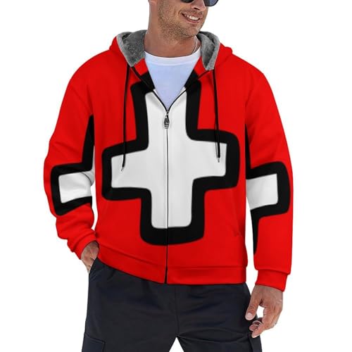 Veste d'hiver homme thermique et chaude avec motif drapeau suisse