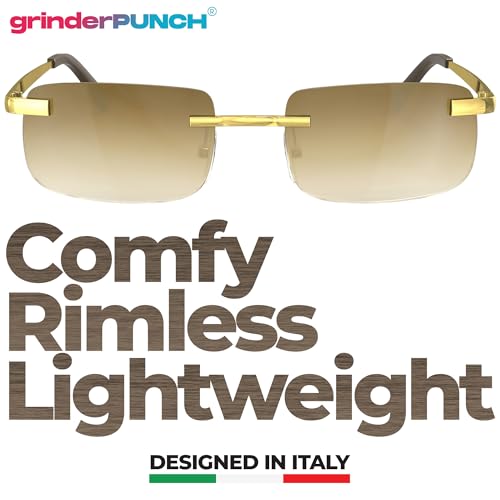 Image of grinderPUNCH Small Slim 90's Popular Nineties Rectangular Sunglasses Clear Rimless Eyewear