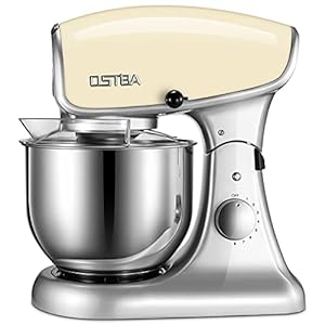 Die-Cast Stand Mixer, 8 Speeds 600W Food Stand Mixer, 5.5Qt Tilt-Head Kitchen Mixer, Dishwasher Safe Stainless Steel Mixing Bowl, Dough Hook, Egg Whisk, Mixer Beater, Splash Guard, Almond Cream