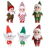 HTTDSLF 6 Piezas Elfo Navidad Muñeco, Mini Elfos de Navidad, Bebe Elfo, Muñeca De Elfi De Navidads para Niños Y Niñas, Pequeña Figura de Bebé Elfos