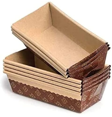 Image of Loaf Pans, Plumpy Disposable Loaf Bread Pan, Bread Pans for Baking Molds with Festive Snowflake and Christmas Designs, for Cakes and Treats (Choco Brown, Pack of 10)
