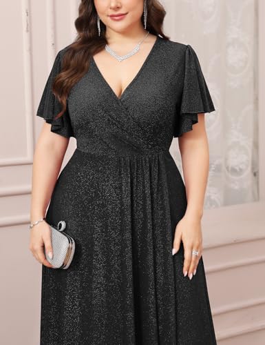 CYCLAMEN Plus Size Sparkly Formal Dress Sparkle Wrap A Line Long Slit Dresses Cocktail Party Evening Gown2