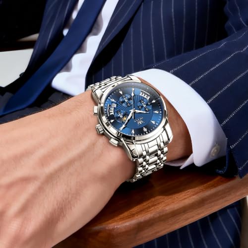 Image of OLEVS Watch for Men Original Chronograph Analog Quartz Waterproof Watch Luxury Premium Businesse Diamond Mens Dress Watches