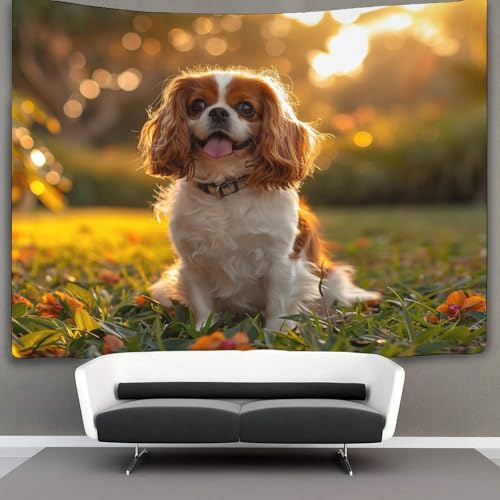 Impression 3D Shih Tzu tapisserie murale en polyester doux haute densité - 3