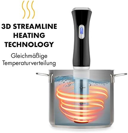 Klarstein Quickstick - Sous Vide Cooker, Sous Vide, Sous Vide Mahine, 3D Circulation Power, 1300 Watts, 50-95 ° C Temperature Range, Up to 20 litres Filling Volume, LCD Touch Display, Black