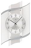 Gewicht ohne Verpackung = 2kg AMS Moderne Wanduhr mit Funkwerk, Funkuhr, batteriebetrieben Silber 48cm- 5516