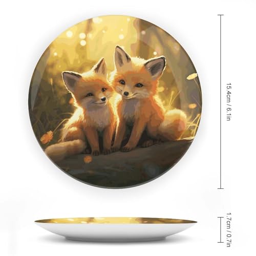 Assiette décorative en céramique renards mignons pour console et salon - 3