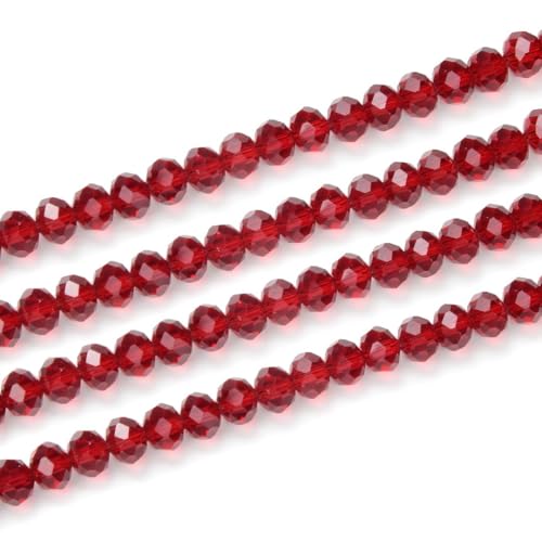 Image of 500pcs Czech Faceted Rondelle Crystal Glass Beads 4mm Small Tiny Bulk Siam Red