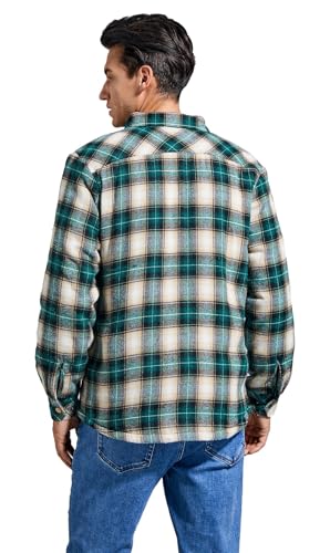 Image of Men's Sherpa Cotton Flannel Shirt Jacket Plaid Button Coat Pocket