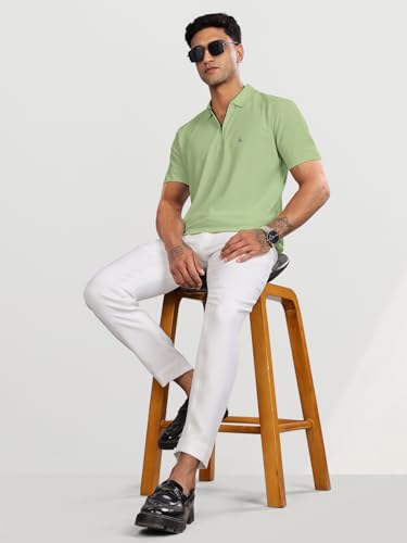 Image of BULLMER Trendy Solid Zipper Collar /Polo Neck Tshirt for Men
