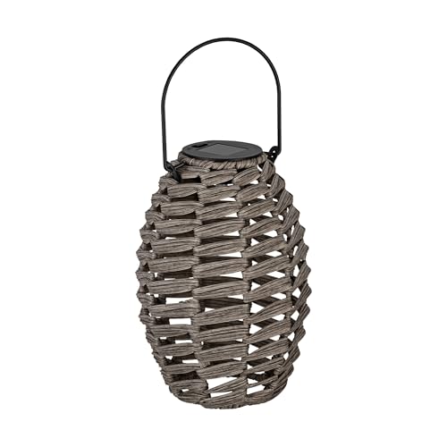 Eglo Lanterne solaire extérieure Z_Solar, lampe de table pour jardin et balcon, déco lumineuse en métal et plastique gris, blanc chaud, IP44, 20,5 cm