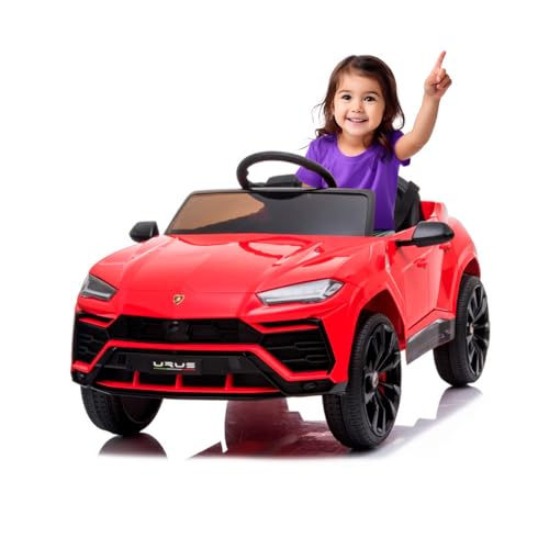 Lamborghini Urus 12v - Rouge - Voiture électrique pour Enfants avec Batterie 12v, Logos et emblèmes, phares, Radio FM et télécommande pour Parents- ATAA