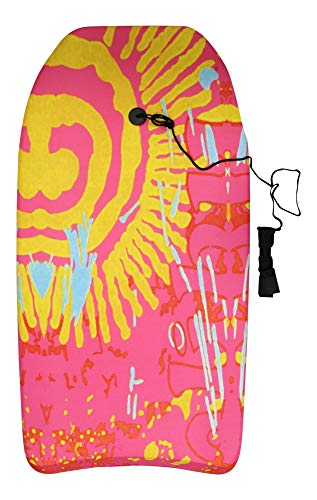 91cm Boogie Board Bodyboard Surf Board Float Niños/Adultos y Correa Plug (sol rosa y amarillo) Cover