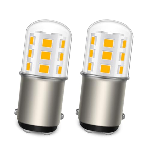 Ruiandsion BA15D 1196 LED Lampadine AC DC 12-24V 2835 21SMD 3000K Bianco caldo LED Lampadine per auto per camper, caravan, barca interna, luci posteriori, non polarità 2PCS