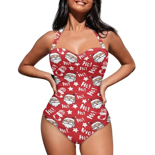 Women's One Piece Swimsuit Halter Bathing Suit Ruched Tummy Control Swimsuits Push Up Swimwear S-2XL