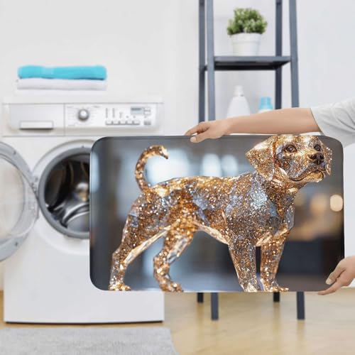 Alfombras de baño antideslizantes y lavables de microfibra de perro dorado 8