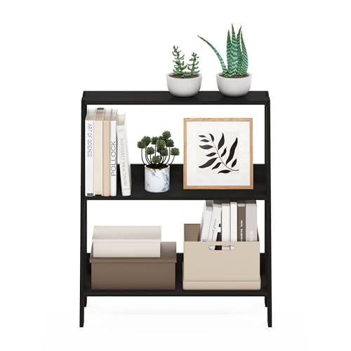 Image of Furinno Ladder 3-Tier Book Shelf, Ladder Shelf, Espresso | 9.3 x 23.6 x 27, Open Design Bookshelf, Display Storage Bookcase, Living Room, Home Office