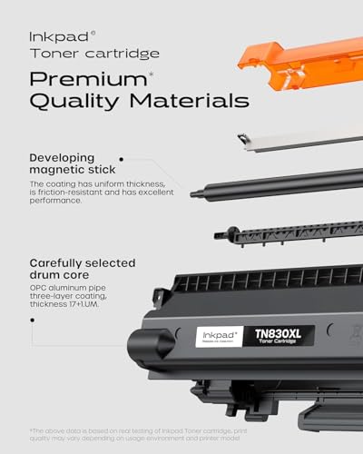 Image of iNKPAD TN830XL TN830 Toner Cartridge 2 Pack, High Yield, Black | Compatible with Brother HL-L2460DW DCP-L2640DW HL-L2400D HL-L2405W MFC-L2820DW, 3000 Pages, with Smart Chip, ISO Certified