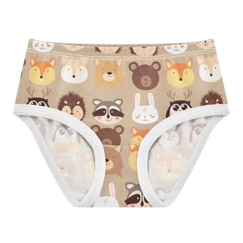 Cotton Girls Underwear Toddler Cute Woodland Animal Faces Little Girl Panties Florals Briefs Undies Kids 2t