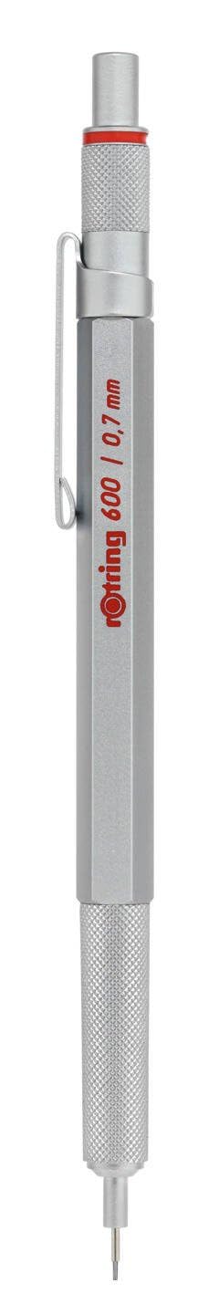 rOtring 600 Porte-mines Argenté 0,7 mm dans une boîte cadeau + boussole de réglage rapide 360 mm (compact) + mines HB 0,7 mm
