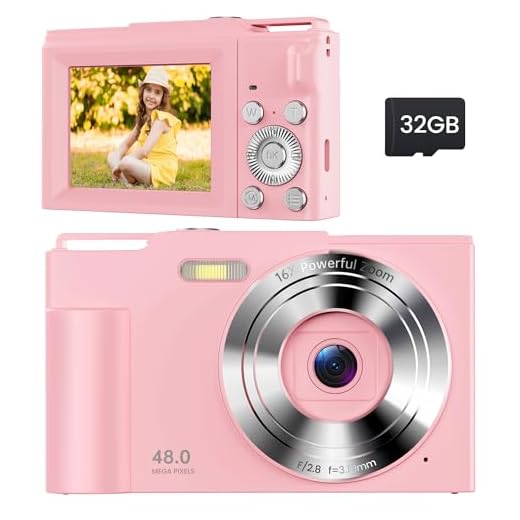 Digital Camera for Kids: Pink Camera for Teens - Christmas Birthday Gifts for Girls 8-10 - 16X Zoom Shoot Camera for Ages 8-13 - Compact Camera for 6 7 8 9 10 Years Old- Toys for Kid Children Toddler