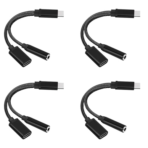 HuddyFee 4X Type C - 3.5mm[dI[fBIA_v^[ 2 In 1 USB CXvb^[ wbhtHAUXI[fBIP[u X}[gtHpXvb^[