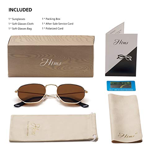 Image of Hipster Hexagonal Polarized Sunglasses Men Women Geometric Square Small Vintage Metal Frame Retro Shade Glasses