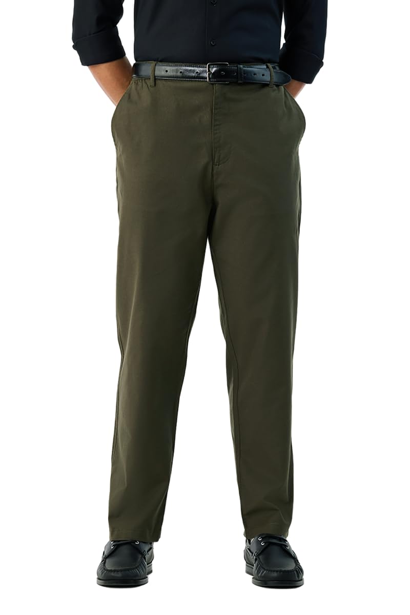 Men Casual Trousers| Baggy Fit Mid Rise Solid Plain Front Style | Breathable Cotton Blend & Lightweight Linen Fabric for Summer & Everyday Outings-image-44