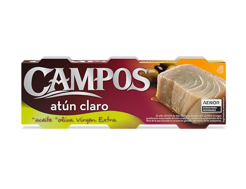 CAMPOS Conserva De Atún Claro de pesca responsable, En Aceite De Oliva Virgen Extra, 65 g - Pack de 3