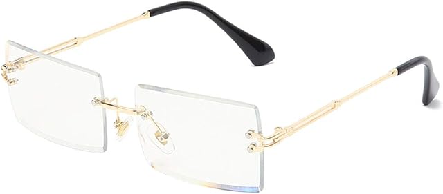 Long Keeper Rimless Rectangle Sunglasses UV400 Protection Antiglare Fashion Frameless Square Glasses for Women Men