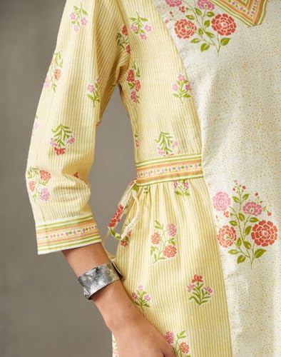 Kurta coton col V Fabnu beige solution confort contre la chaleur taille M