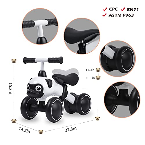 Wdmiya Baby Balance Bikes For 18-36 Months Children,1.2 In Adjustable Seat Toddler Bicycle With No Pedal Infant & Silence Wheels, First Birthday Gift For 2 Year Old Boys Girls(White Pug) #TOP1