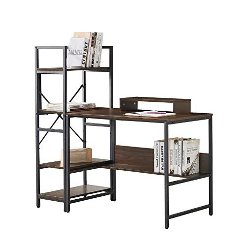 KR パソコンデスク 3点セット ラック デスク モニター台 単品使用可能 机 収納付き PCデスク ワークデスク オフィスデスク パソコン台 テレワーク デスク 学習机 在宅勤務 ラック付きデスク