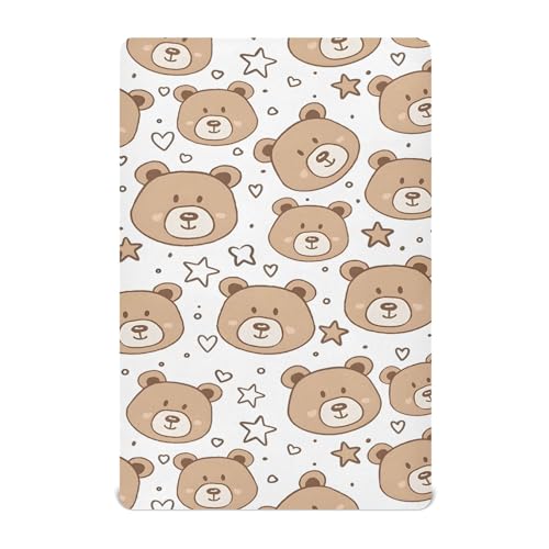 Image of Cute Bear Crib Sheets Stretchy Portable Sheets for Baby Toddler Breathable Soft Crib Mattress Sheet for Girls Boys
