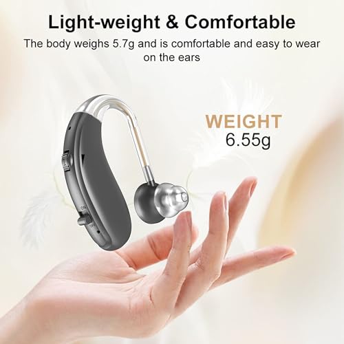Image of Fastwell F27 Rechargeable Hearing Aids for Adults with Hearing Loss, 360 Degree Rotation Ear Hook, Digital Noise Reduction Ear Machine, Single Ear (Grey) 1-Year Warranty