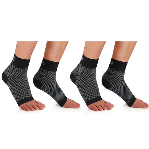CAMBIVO Tobillera para Esguince 2 Pares, Protector para Fascitis Plantar Mujer y Hombre, Compresión para Torceduras, Tobillos Débiles, Tendinitis de Aquiles y Artritis, Deporte