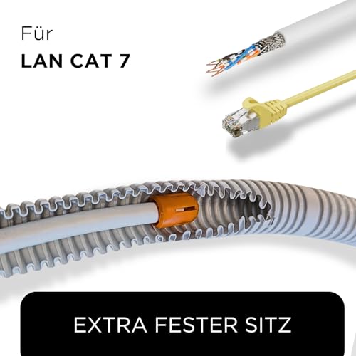 OMEGACAP Kabeleinziehhilfe für Leerrohre, festsitzende Einziehhilfe für Leerrohre, Handwerker und Laien, 10 Stück (LAN CAT 7 ORANGE, 10)