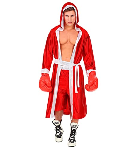 W WIDMANN MILANO Party Fashion - Costume de boxeur, cape à capuche avec ceinture, short, sportif, carnaval