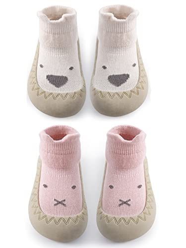 Baby Toddler Non-skid Sock Shoes Non Slip Floor Slipper for Boys Girls First Walking 2 Pairs (Style1, toddler, 12_months, age_range, us_footwear_size_system, 18_months, medium)