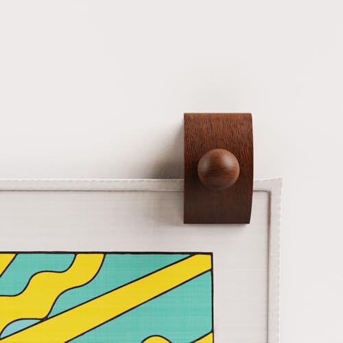 Image of Tapestry Hangers, 4 Small Quilt Hangers for Wall Hangings, Blanket Hanger Clamps, Carpet Rug Display, Wooden Wall Clips for Hanging (Brown)