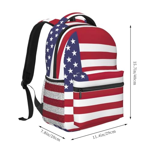Mochila diaria casual con estampado de bandera americana resistente 2