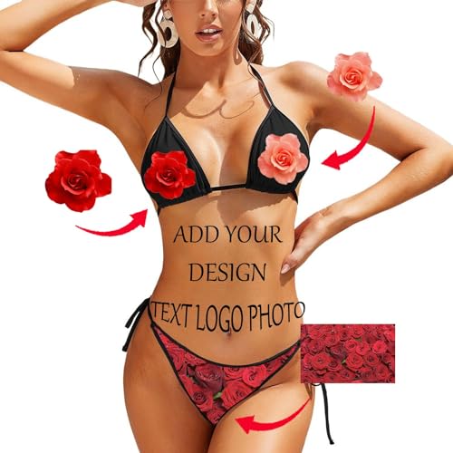Custom Novelty Swimsuit Women's Two Piece Personalized Sexy Swimwear Customized Your Own Text Photo Bikini Sets3