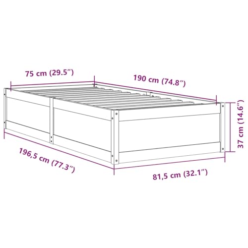 Massivholzbett ohne Matratze 75x190 cm Holz Bett Massivholzbett Bed Frame Bettgestell Bett Holz Kiefernholz - 846846 – Bild 3