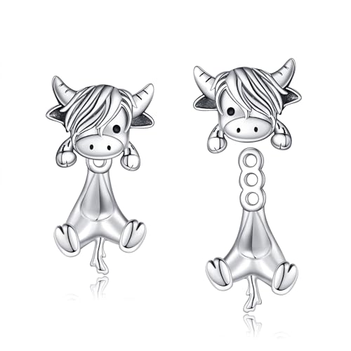 POPLYKE Orecchini a perno con gatto, cane, rana, axolotl per donna in argento sterling 925, maiale, gatto nero, rana, gioielli ipoallergenici, volpe, bulldog francese, regali a tema animali