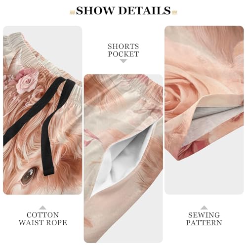 Rose Cow Pink Pajama Shorts for Men Lounge Pants Sleep Lounge Pant Lightweight Pajama Bottoms with Pockets, S-XXL4